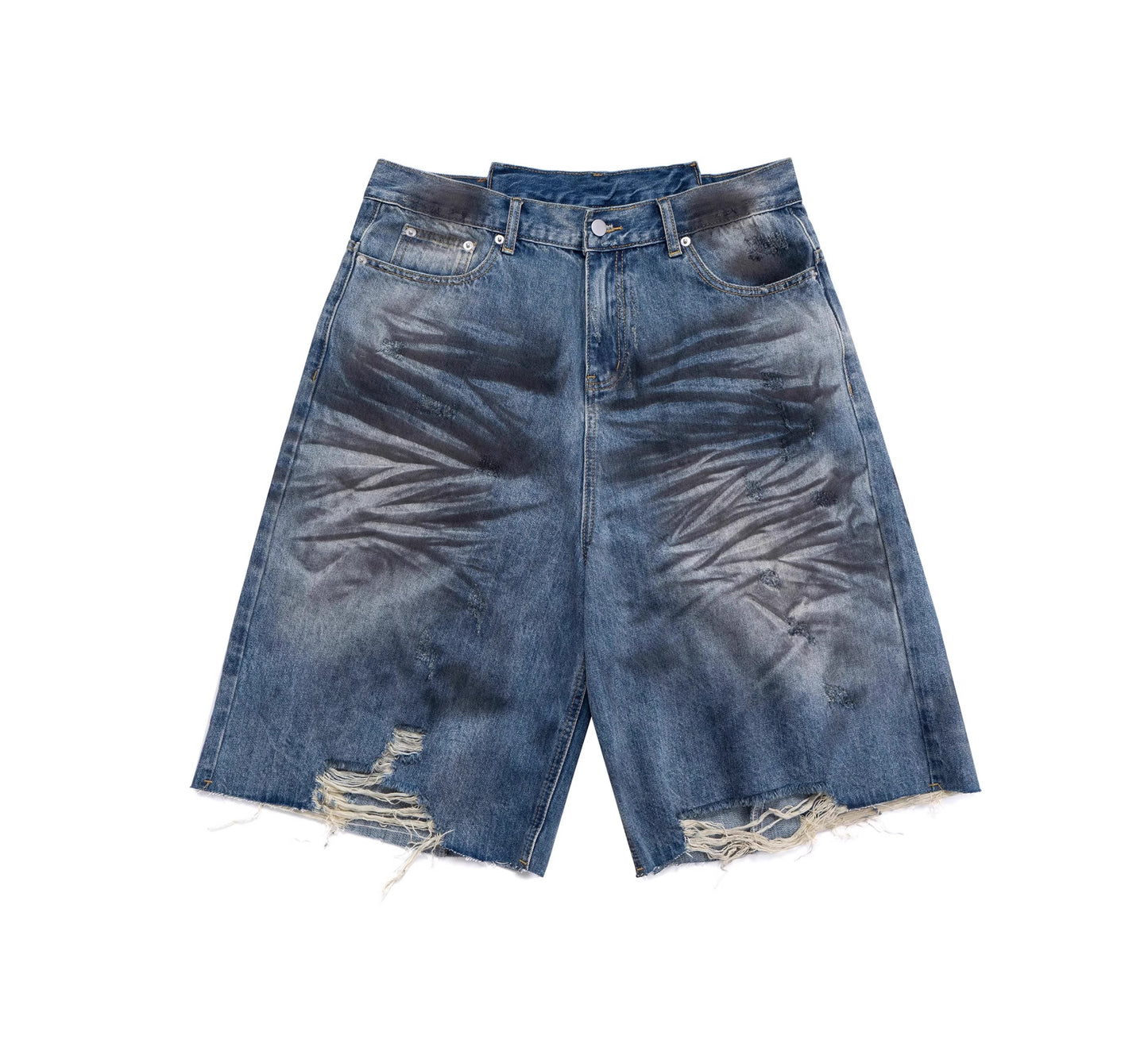 25ss Abyss Bleach Distressed Denim Shorts