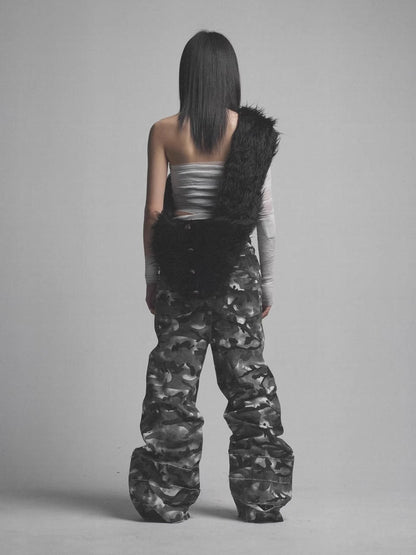 Camouflage stained Double waistband Trousers